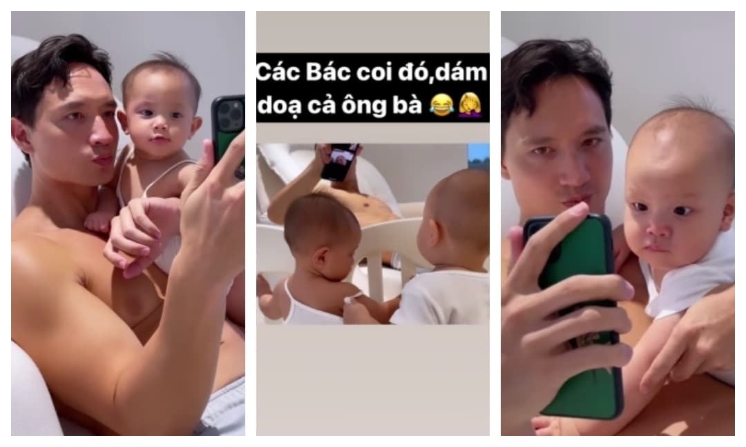 Dù ở xa Kim Lý vẫn kết nối cho cặp song sinh và bố mẹ ở Thụy Điển, Hà Hồ tố luôn Leon dám doạ ông bà nội